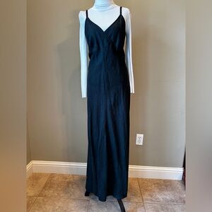 Old Navy 100% Linen Slip Dress 12 | Black Maxi Sundress